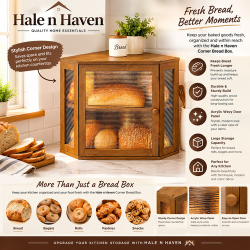 Corner bread box for kitchen - corner,