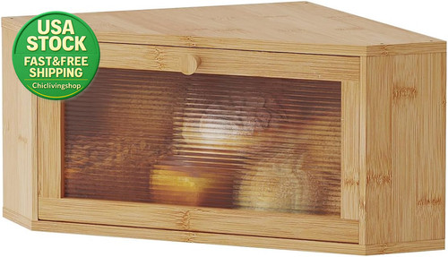 Corner bread box bamboo - corner, wood