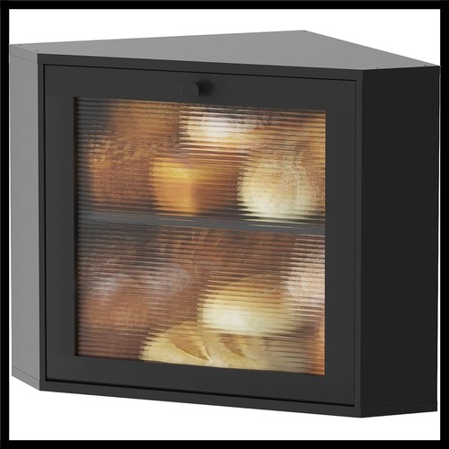 Black corner bread box for - black,