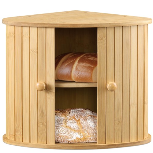 Wooden bread box countertop - bread,