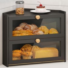 Black Corner Bread Box for