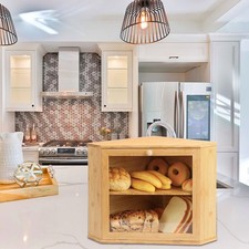 2 Compartment Bamboo Bread Bin