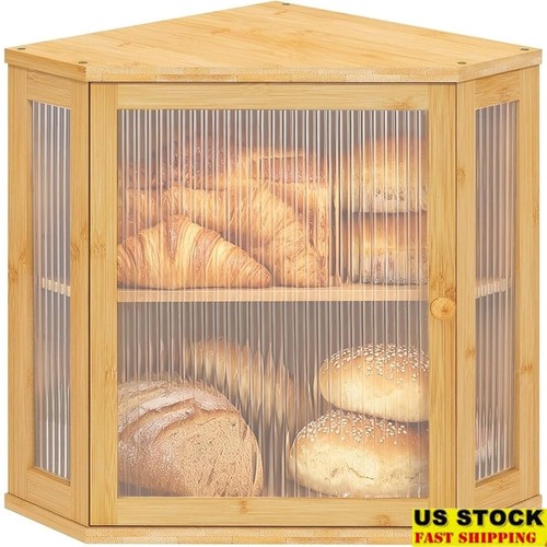 Bamboo corner bread box - bread,