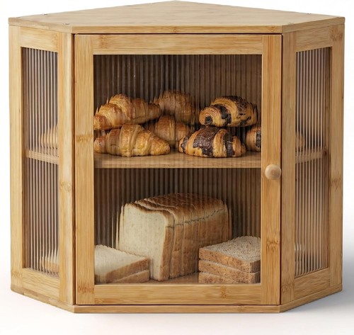 Bamboo bread box for kitchen - bamboo,
