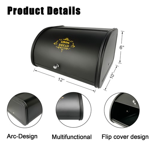 Black metal flip lid bread - flip, box