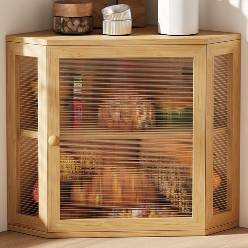Bamboo corner bread box - bamboo,