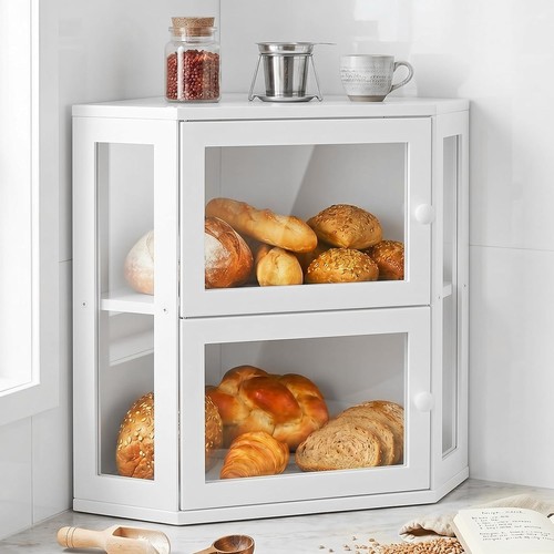 White corner bread box for - white,
