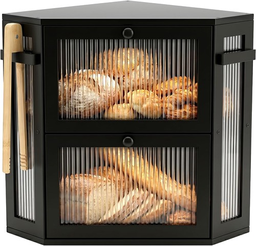 Black corner bread box - black,