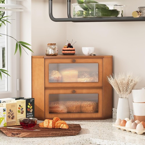 Corner bamboo bread box for - corner,